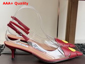 Alaia Bloom Slingbacks in Nappa Leather and Transparent Polyurethane Red Replica