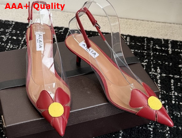 Alaia Bloom Slingbacks in Nappa Leather and Transparent Polyurethane Red Replica