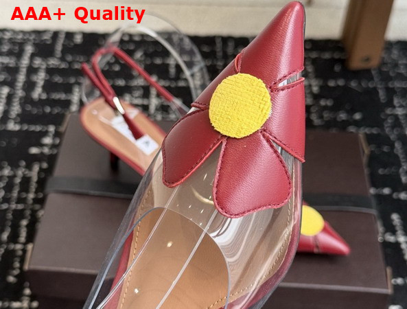 Alaia Bloom Slingbacks in Nappa Leather and Transparent Polyurethane Red Replica