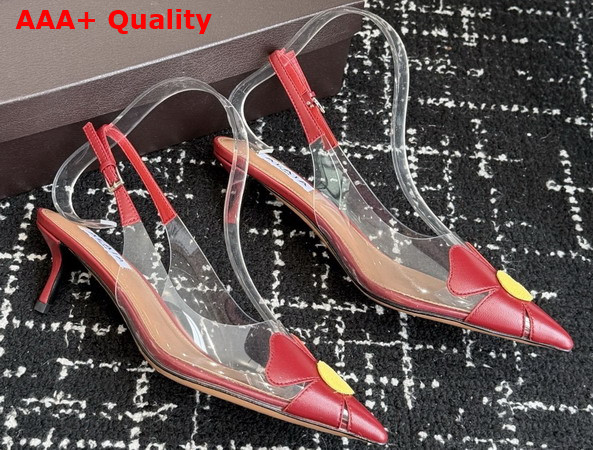 Alaia Bloom Slingbacks in Nappa Leather and Transparent Polyurethane Red Replica