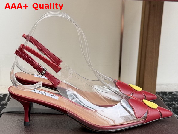 Alaia Bloom Slingbacks in Nappa Leather and Transparent Polyurethane Red Replica