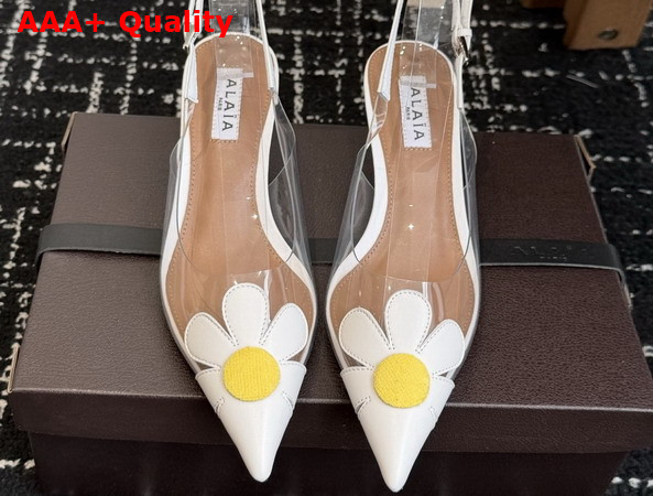 Alaia Bloom Slingbacks in Nappa Leather and Transparent Polyurethane White Replica
