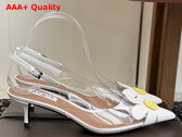 Alaia Bloom Slingbacks in Nappa Leather and Transparent Polyurethane White Replica