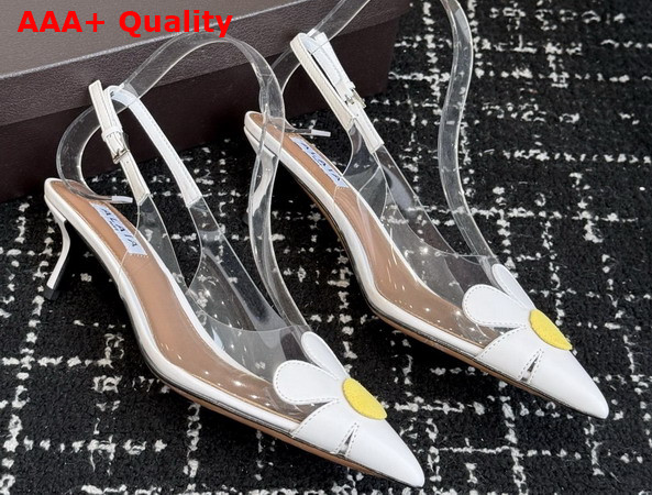 Alaia Bloom Slingbacks in Nappa Leather and Transparent Polyurethane White Replica