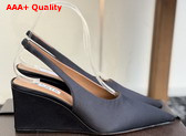 Alaia Cube Wedge Slingbacks in Black Satin Replica