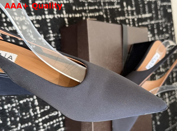 Alaia Cube Wedge Slingbacks in Black Satin Replica