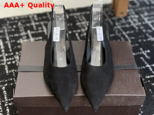 Alaia Cube Wedge Slingbacks in Black Suede Replica