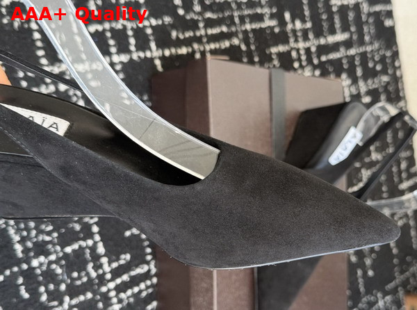 Alaia Cube Wedge Slingbacks in Black Suede Replica