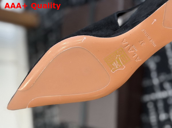 Alaia Cube Wedge Slingbacks in Black Suede Replica