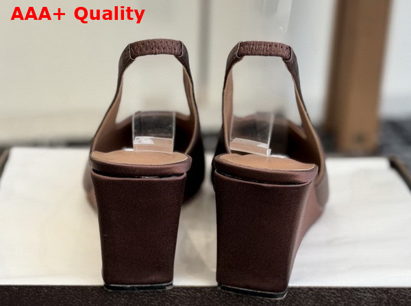 Alaia Cube Wedge Slingbacks in Brown Satin Replica