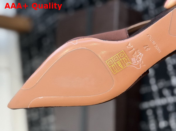 Alaia Cube Wedge Slingbacks in Brown Satin Replica