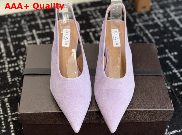 Alaia Cube Wedge Slingbacks in Lilac Suede Replica