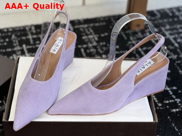 Alaia Cube Wedge Slingbacks in Lilac Suede Replica