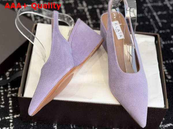 Alaia Cube Wedge Slingbacks in Lilac Suede Replica