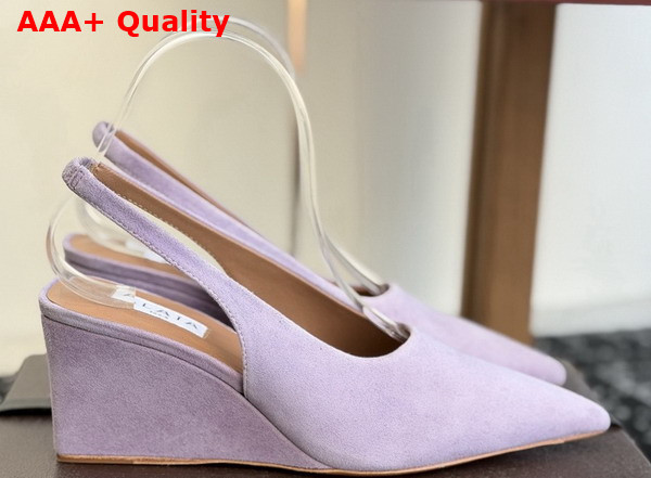 Alaia Cube Wedge Slingbacks in Lilac Suede Replica