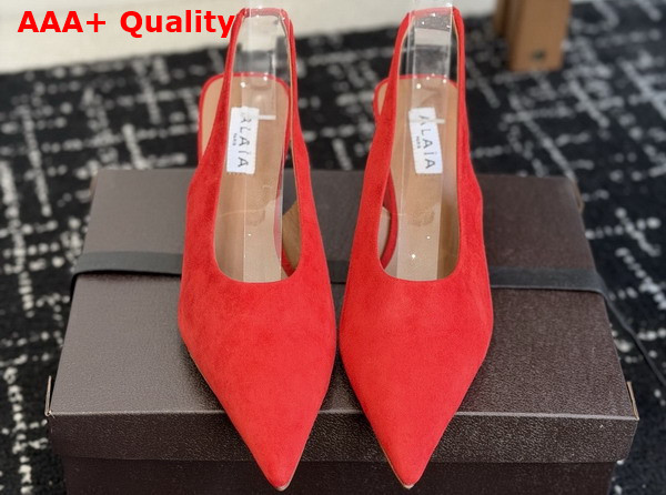 Alaia Cube Wedge Slingbacks in Red Suede Replica