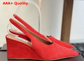Alaia Cube Wedge Slingbacks in Red Suede Replica