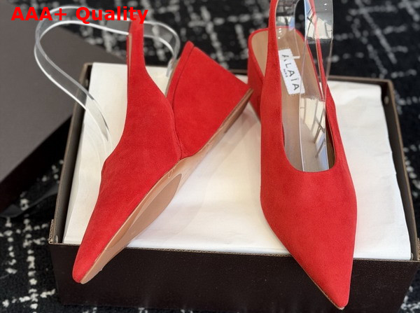 Alaia Cube Wedge Slingbacks in Red Suede Replica