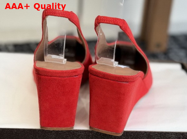 Alaia Cube Wedge Slingbacks in Red Suede Replica