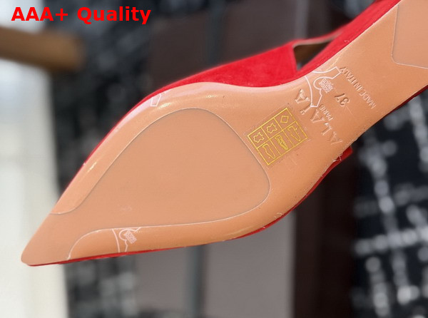 Alaia Cube Wedge Slingbacks in Red Suede Replica