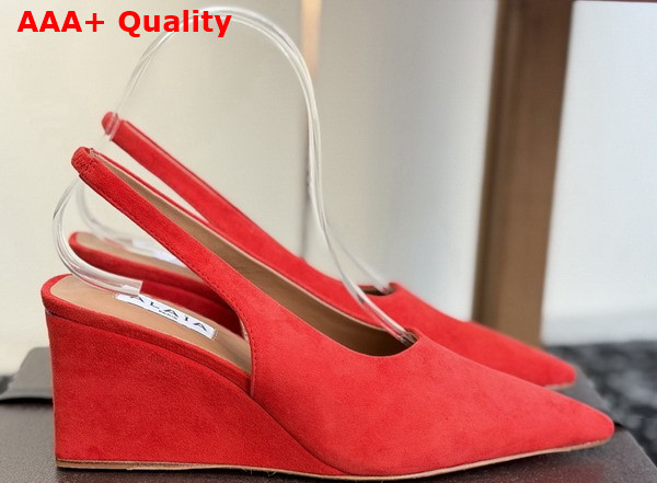 Alaia Cube Wedge Slingbacks in Red Suede Replica
