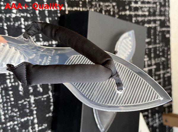 Alaia Invisible Thong Mules in Black Satin Replica