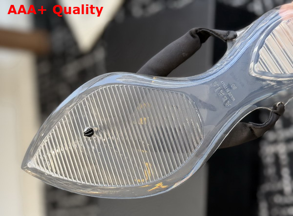 Alaia Invisible Thong Mules in Black Satin Replica