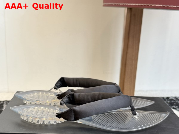 Alaia Invisible Thong Mules in Black Satin Replica