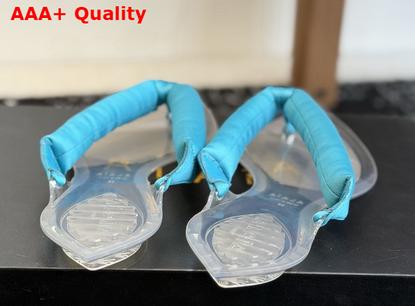 Alaia Invisible Thong Mules in Light Blue Satin Replica