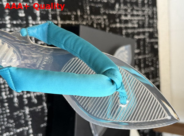 Alaia Invisible Thong Mules in Light Blue Satin Replica