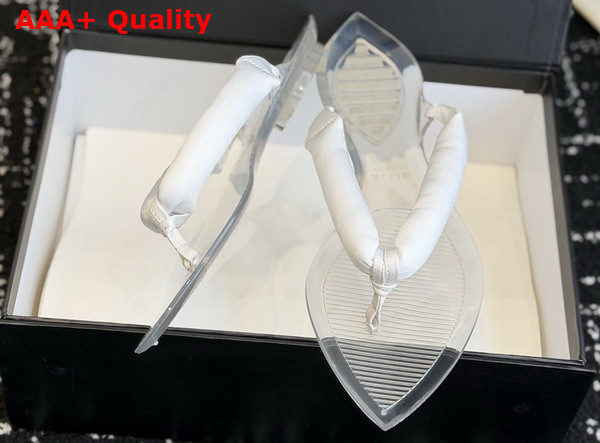 Alaia Invisible Thong Mules in White Satin Replica