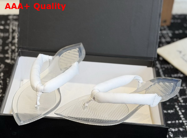 Alaia Invisible Thong Mules in White Satin Replica