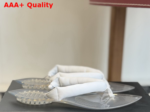 Alaia Invisible Thong Mules in White Satin Replica