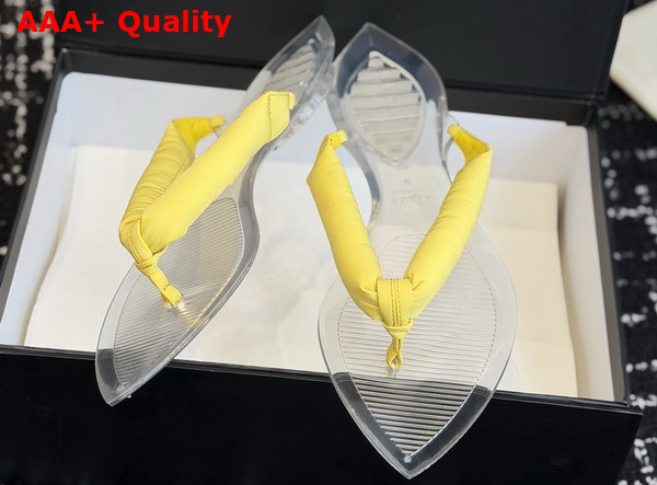 Alaia Invisible Thong Mules in Yellow Satin Replica