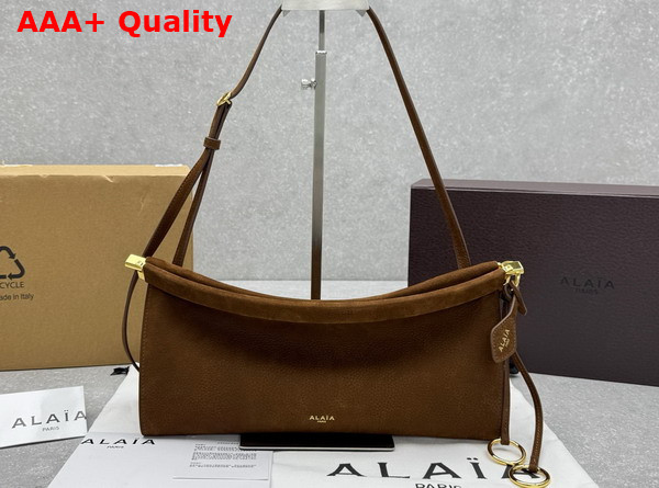 Alaia Le Click East West Medium Bag in Brown Nubuck Calfskin Leather Replica