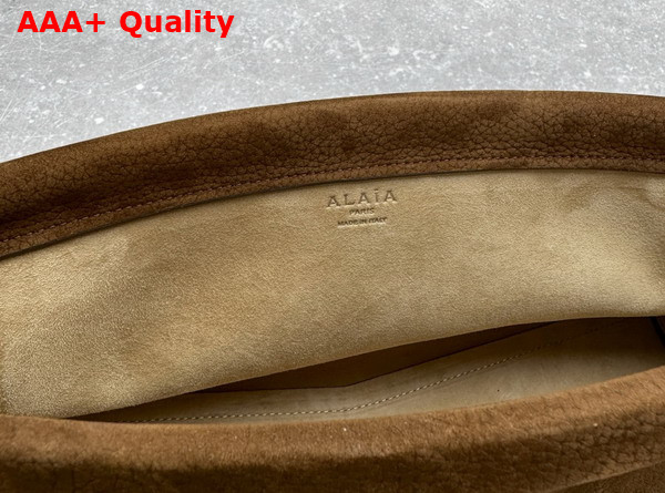 Alaia Le Click East West Medium Bag in Brown Nubuck Calfskin Leather Replica