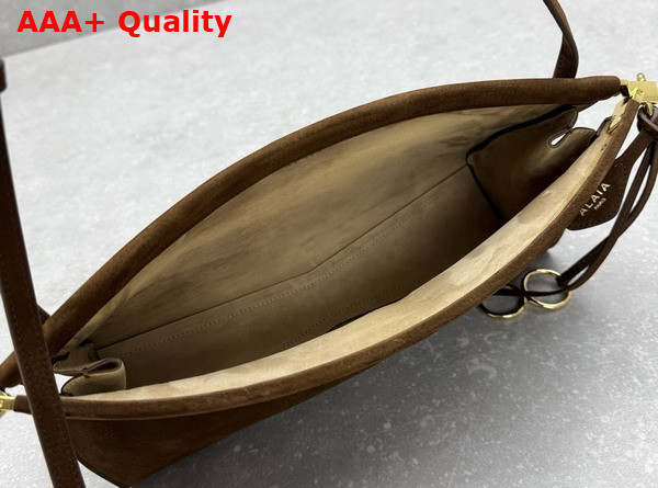 Alaia Le Click East West Medium Bag in Brown Nubuck Calfskin Leather Replica