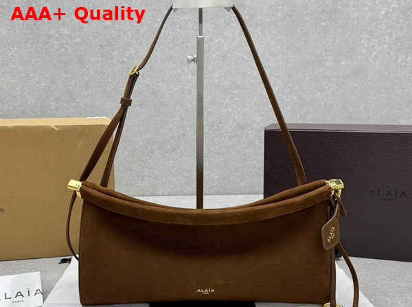 Alaia Le Click East West Medium Bag in Brown Nubuck Calfskin Leather Replica
