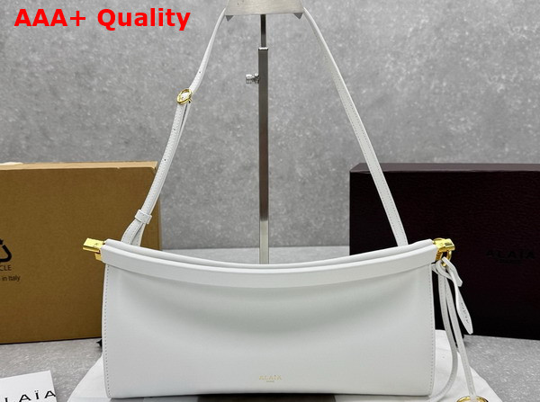 Alaia Le Click East West Medium Bag in White Calfskin Replica