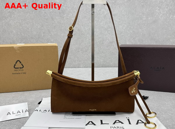 Alaia Le Click East West Small Bag in Brown Nubuck Calfskin Leather Replica