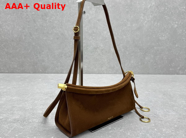 Alaia Le Click East West Small Bag in Brown Nubuck Calfskin Leather Replica