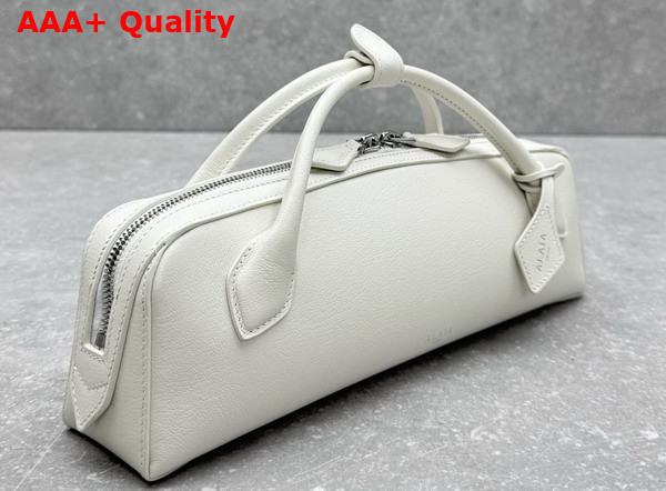 Alaia Le Teckel Clutch in White Goatskin Replica