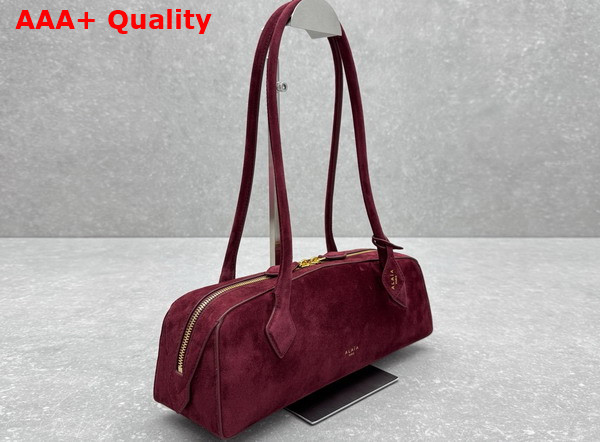 Alaia Le Teckel Medium Bag in Bordeaux Suede Replica