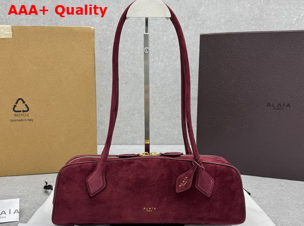 Alaia Le Teckel Medium Bag in Bordeaux Suede Replica