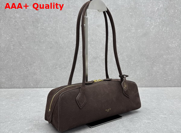Alaia Le Teckel Medium Bag in Cocoa Brown Nubuck Calf Leather Replica
