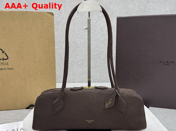 Alaia Le Teckel Medium Bag in Cocoa Brown Nubuck Calf Leather Replica