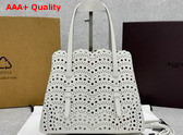 Alaia Mina 25 Bag in Vienne Wave Calfskin White Replica