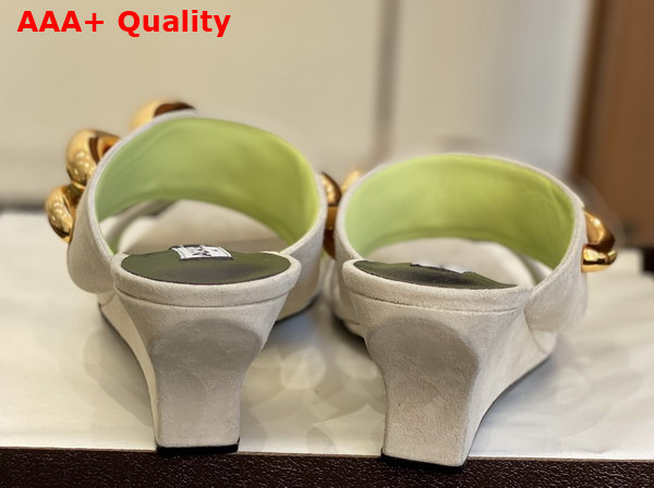 Alaia Wave Jewel Mules in Beige Suede Replica