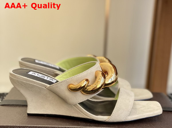 Alaia Wave Jewel Mules in Beige Suede Replica