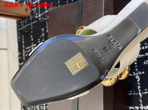 Alaia Wave Jewel Mules in Beige Suede Replica